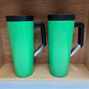 NEW Starbucks Tumbler PAIR Kelly Green With Clip Handle 16oz